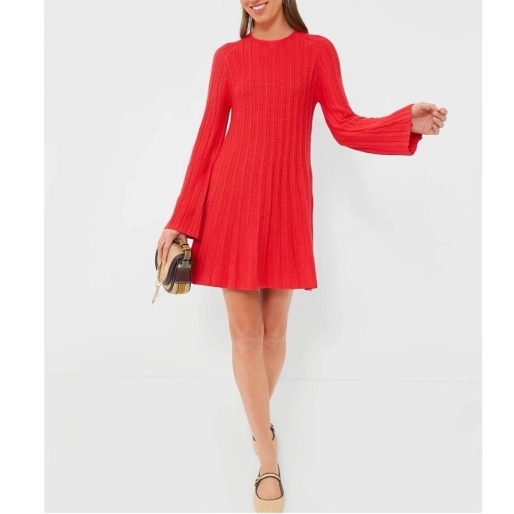 NWT Tuckernuck POMANDER PLACE Red Adi Knit Long flared Sleeve Dress Sz XXL